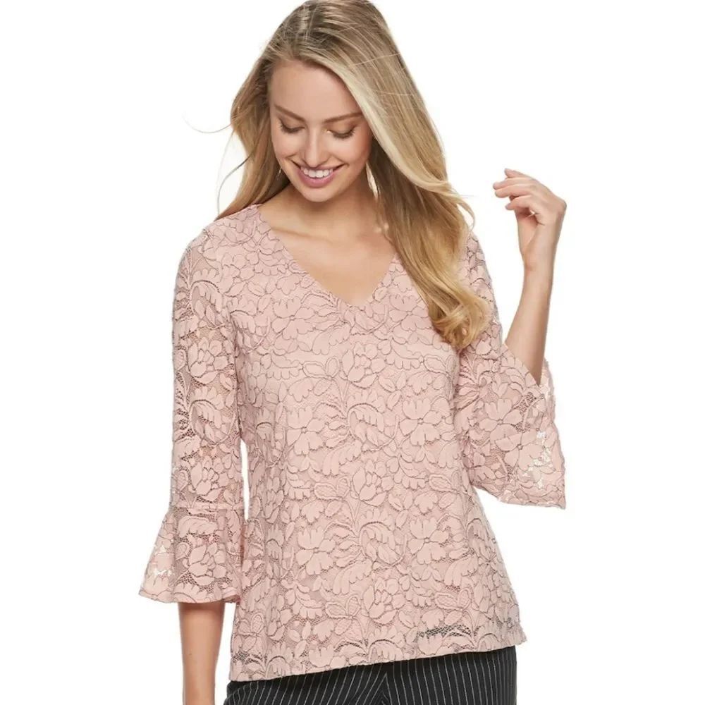 Lace Bell Sleeve Blouse Small NWT
